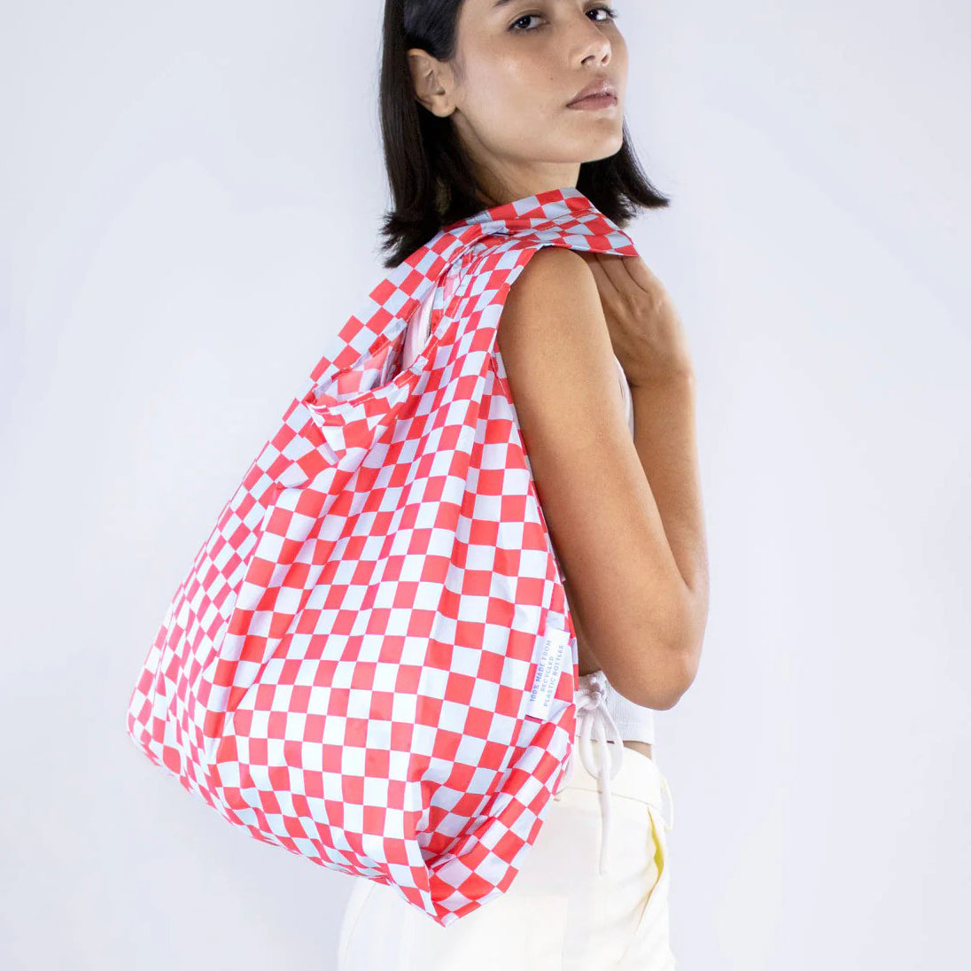 Kind Bag Medium Red & Blue Checkerboard Reusable Bag