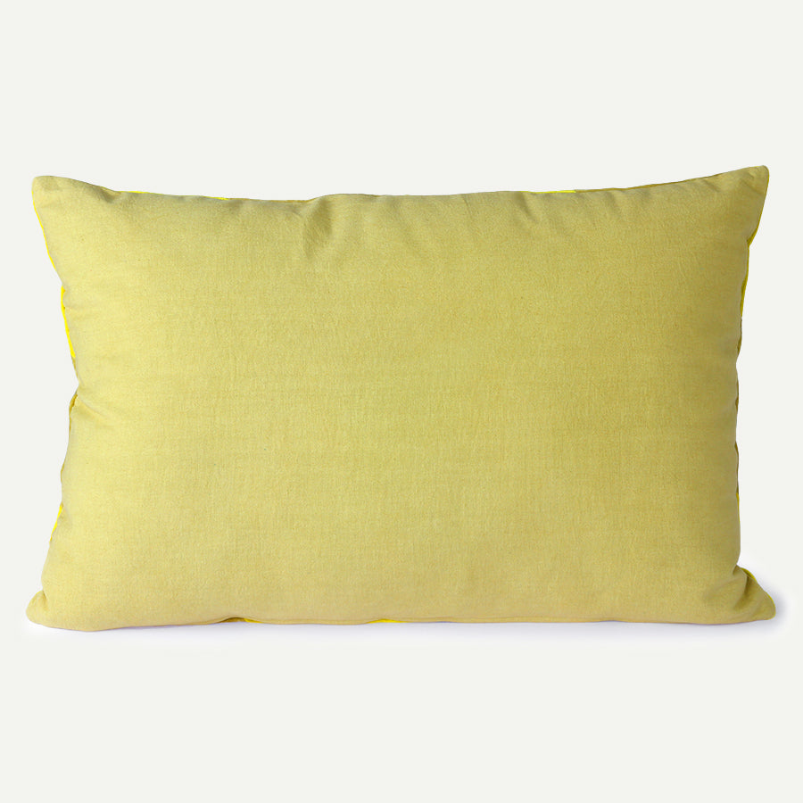 Yellow/Green Striped Velvet Cushion