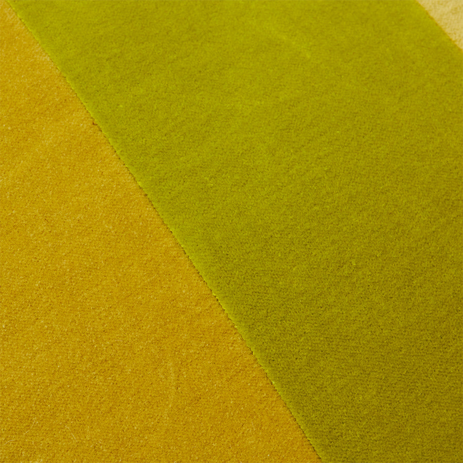 Yellow/Green Striped Velvet Cushion