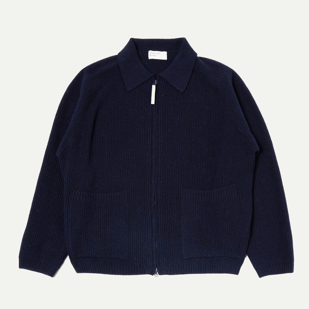 Navy Eco Wool Zip Cardigan