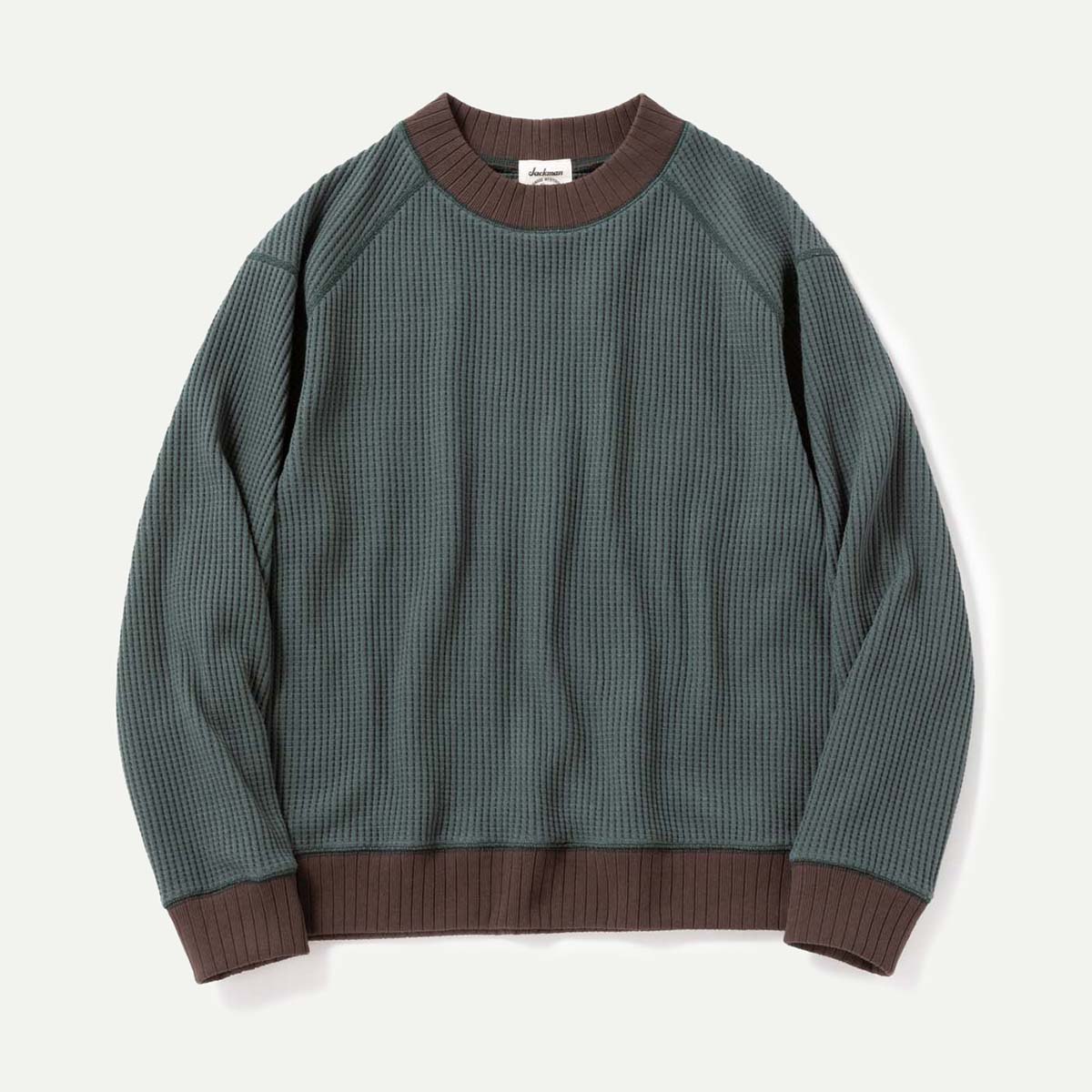 Ivy/Wood Waffle Mid-Neck Crew Sweatshirt