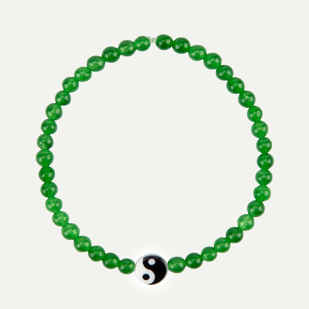 Green Chalcedony Yin Yang Bead Bracelet