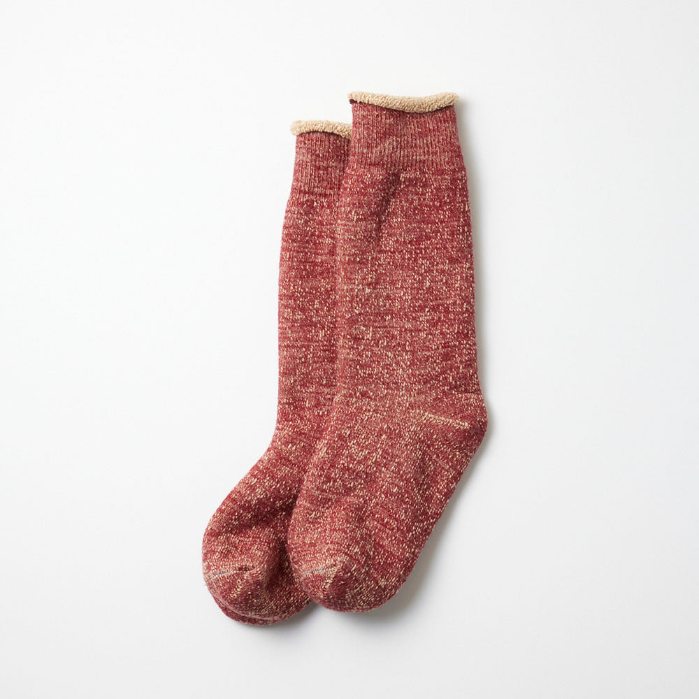 Rototo Dark Red/Brown Double Face Crew Sock