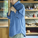 Indigo Small Check Chambray Shirt
