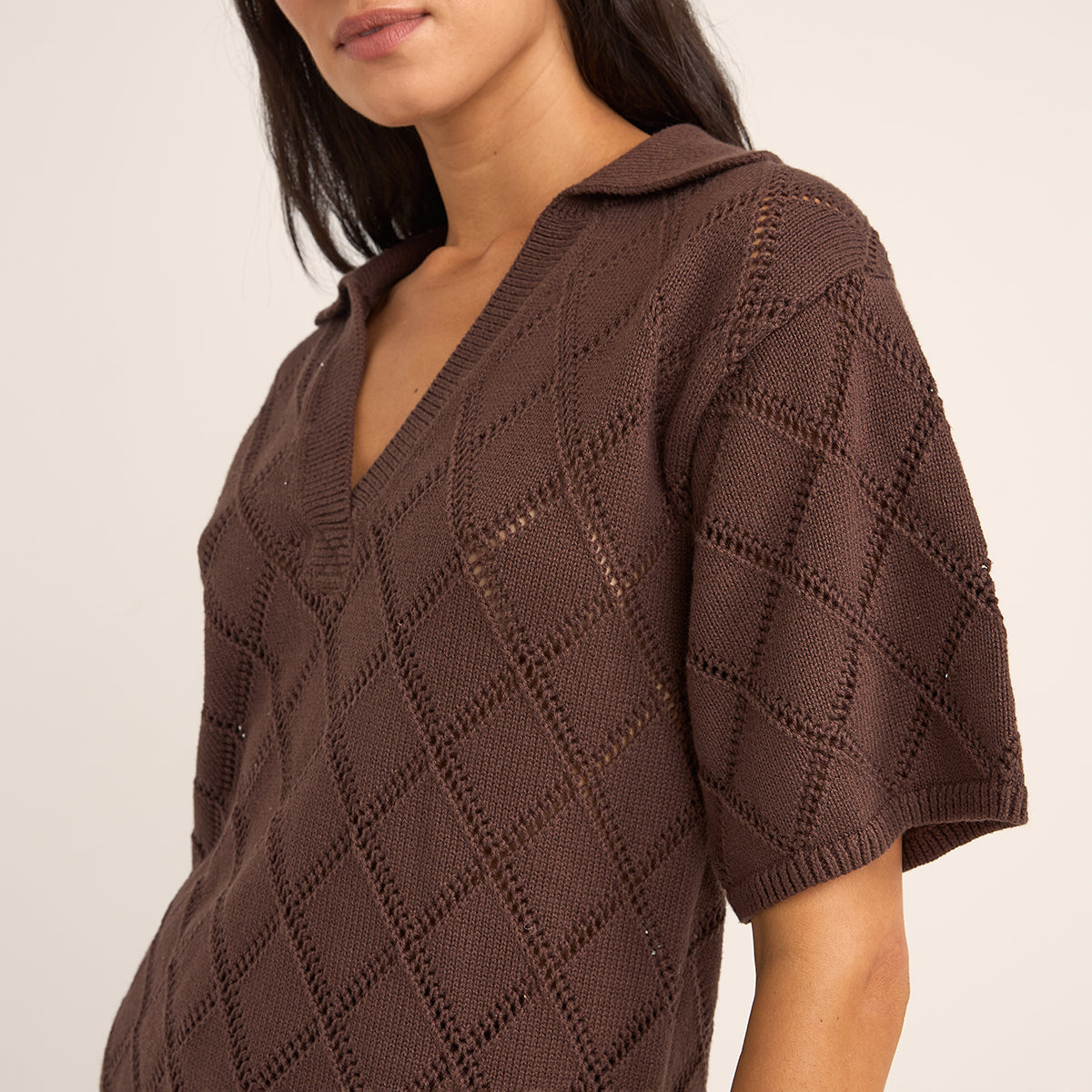Chocolate Islander Colla Knit Shirt