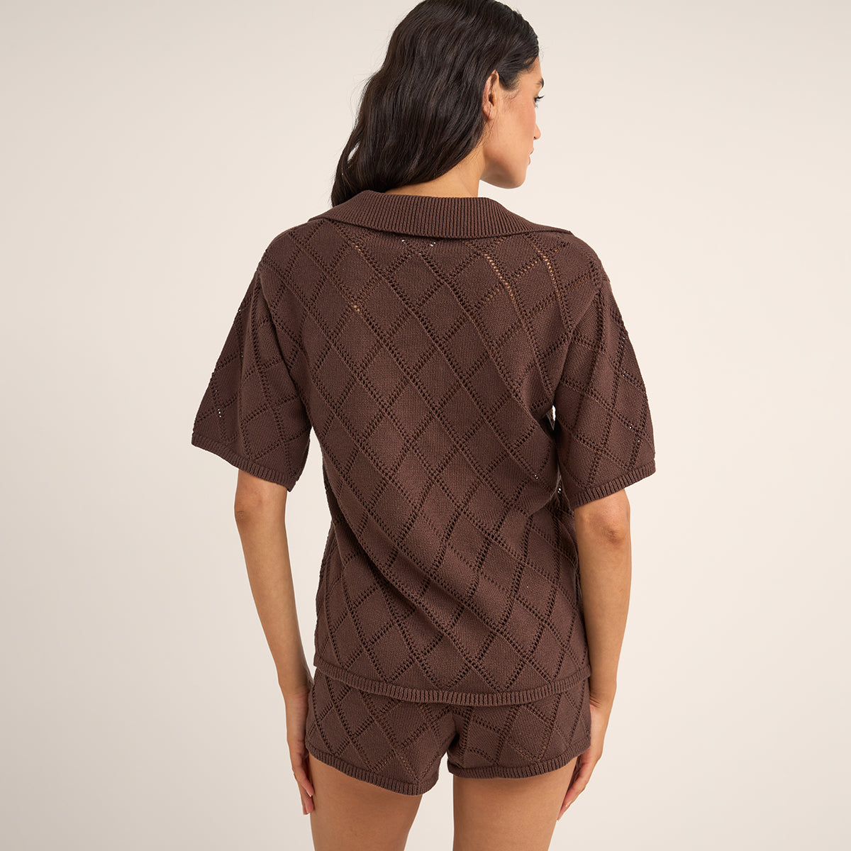 Chocolate Islander Colla Knit Shirt