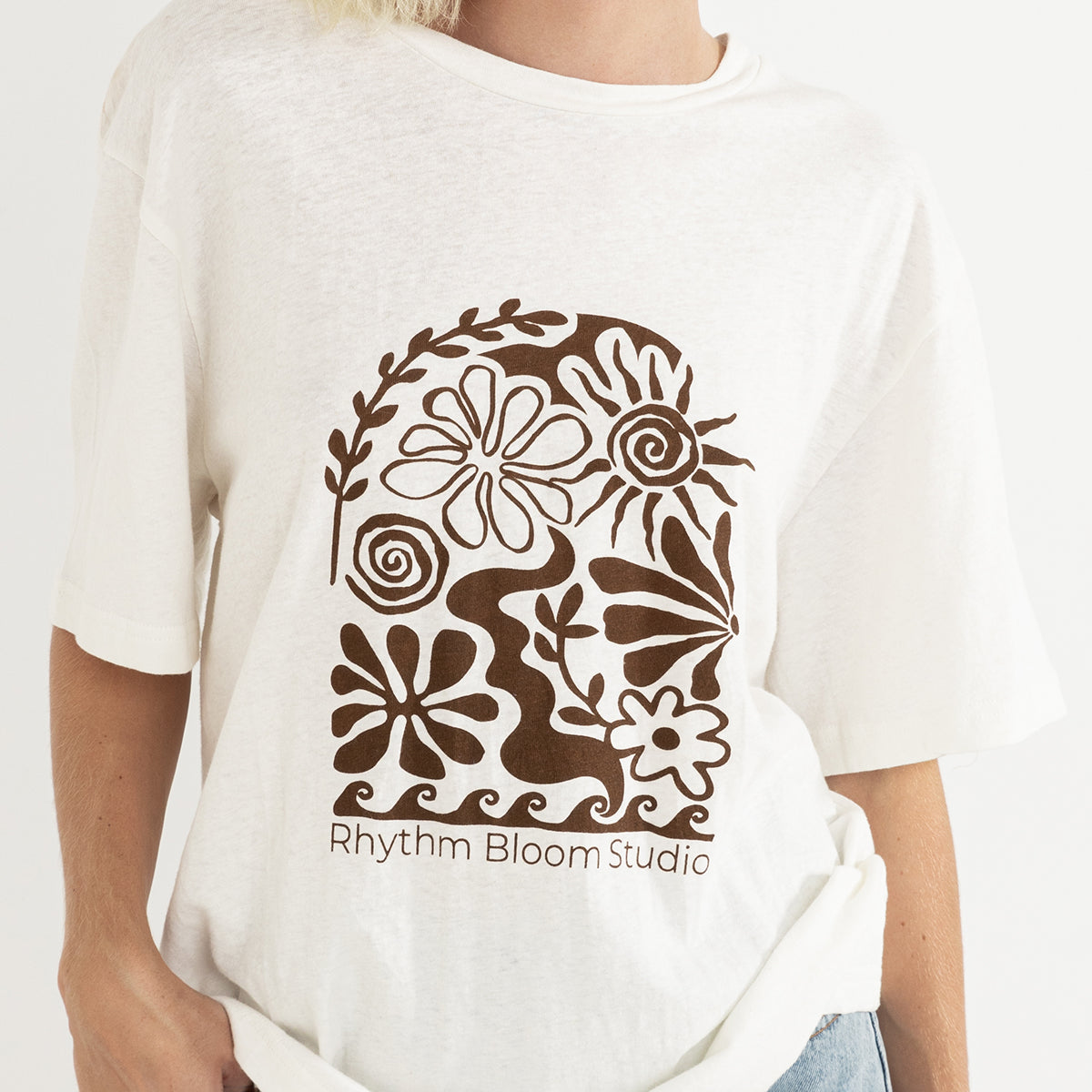 Vintage White Bloom Studio Oversized T-Shirt
