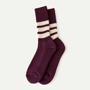 Burgundy/Cream Coarse Ribbed Crew Socks