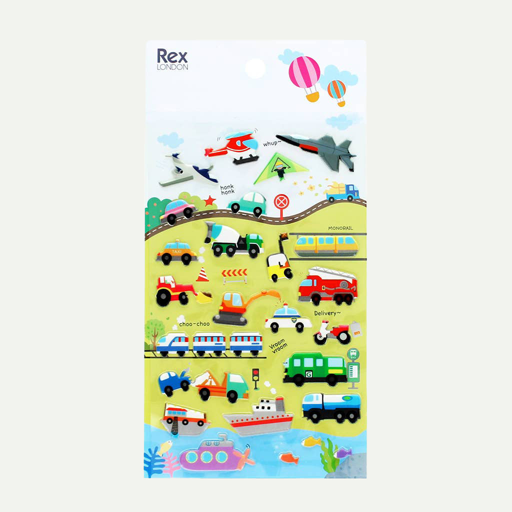 Vehicles 3D Puffy Stickers