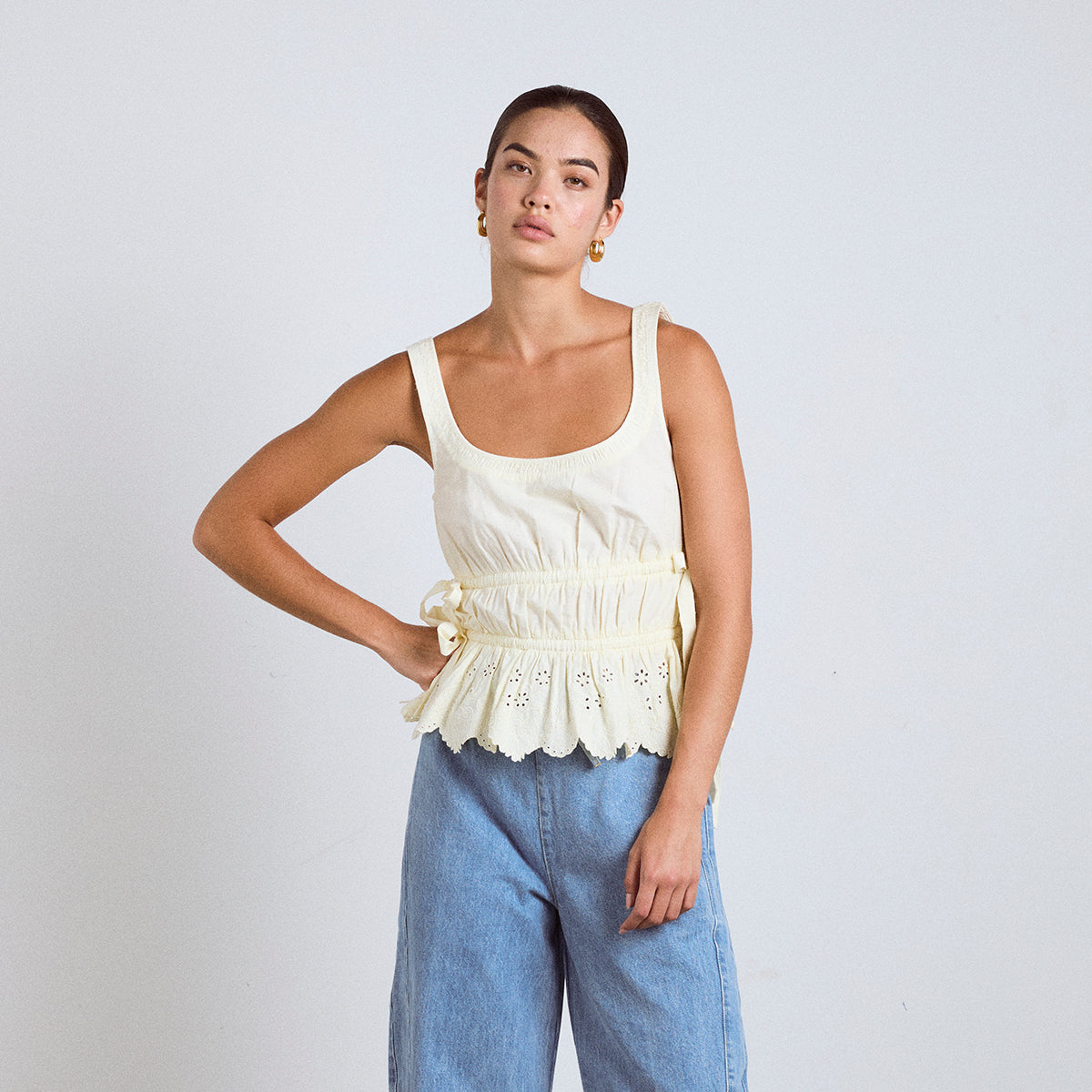 Yellow Broderie Jade Cami
