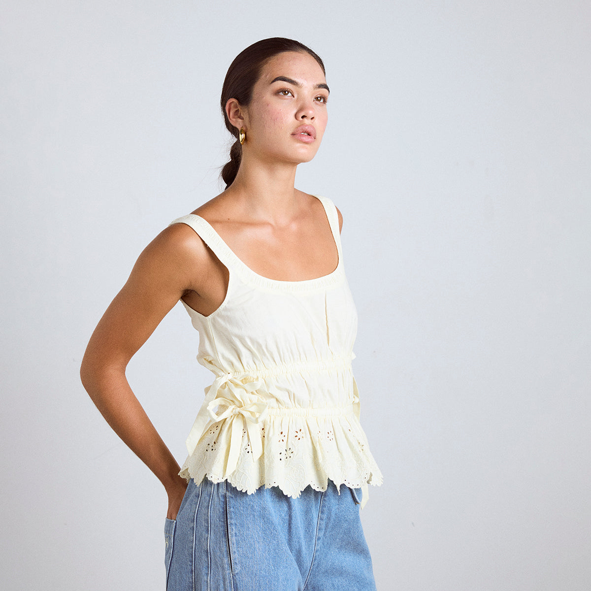 Yellow Broderie Jade Cami