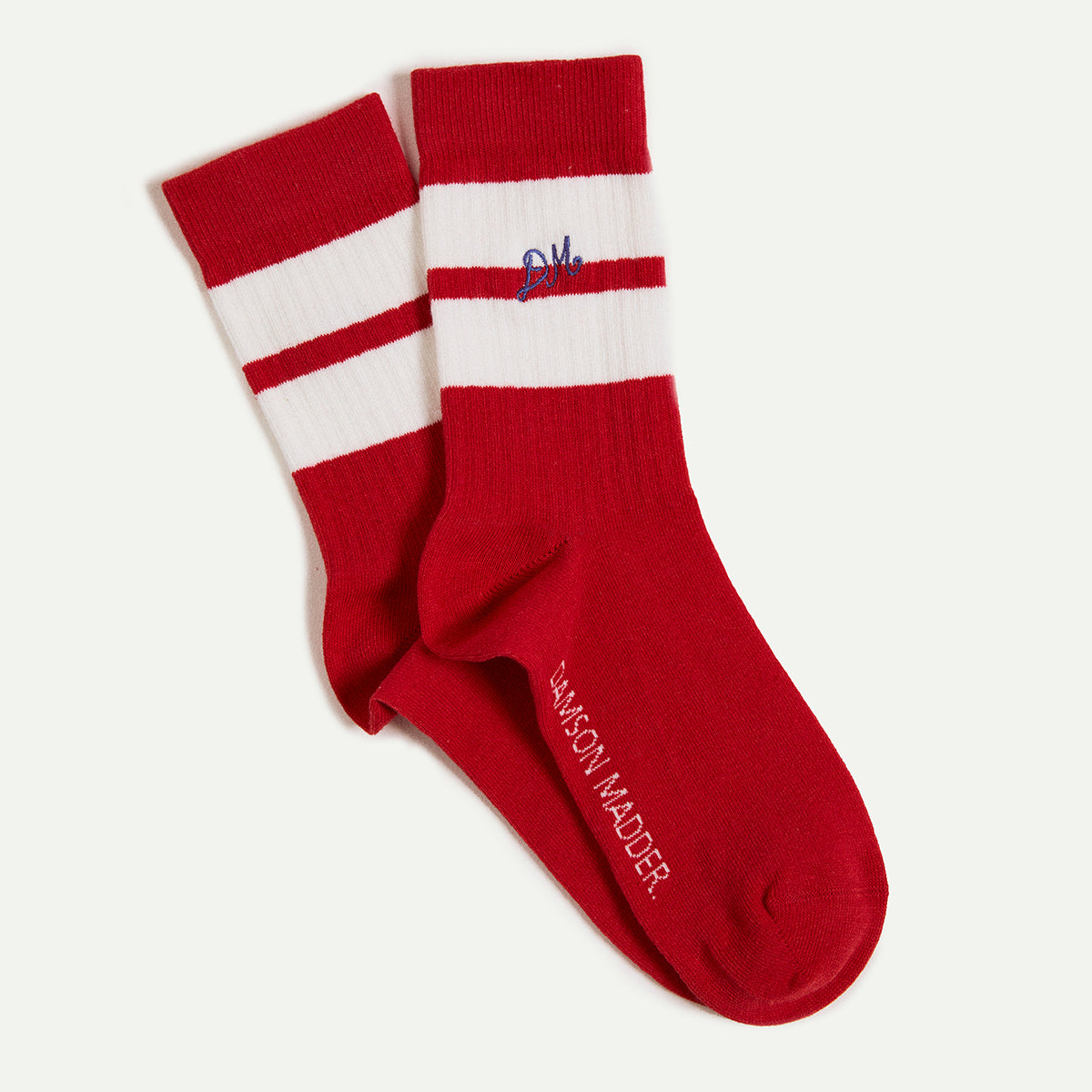 Red Sporty Calf Length Sock