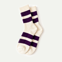 Ecru/Purple Stripe Recycled Cotton Crew Socks