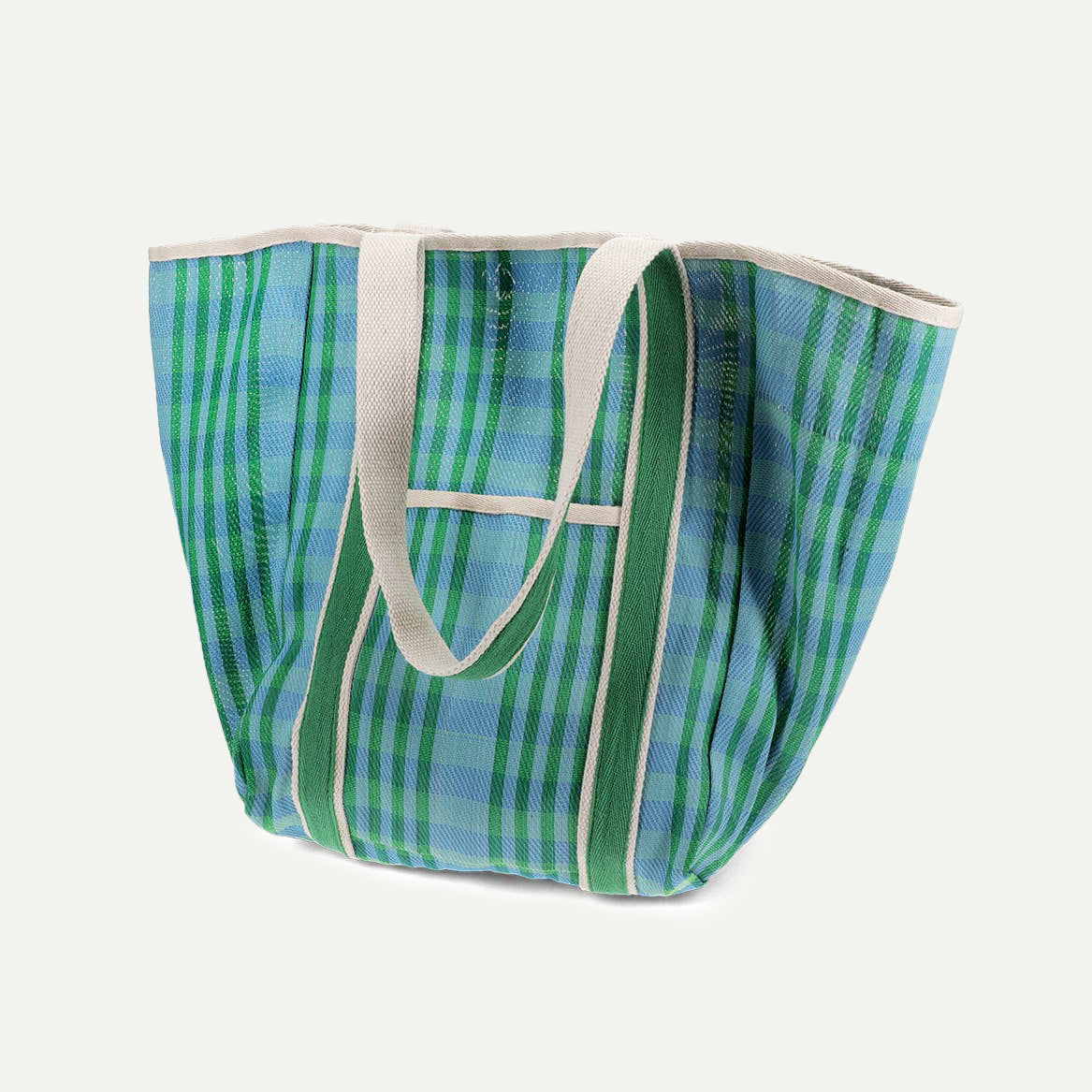 Blue/Green Recycled Woven Tote Bag