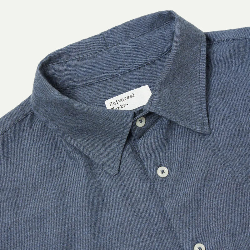 Blue Brushed Marl Twill Square Pocket Shirt