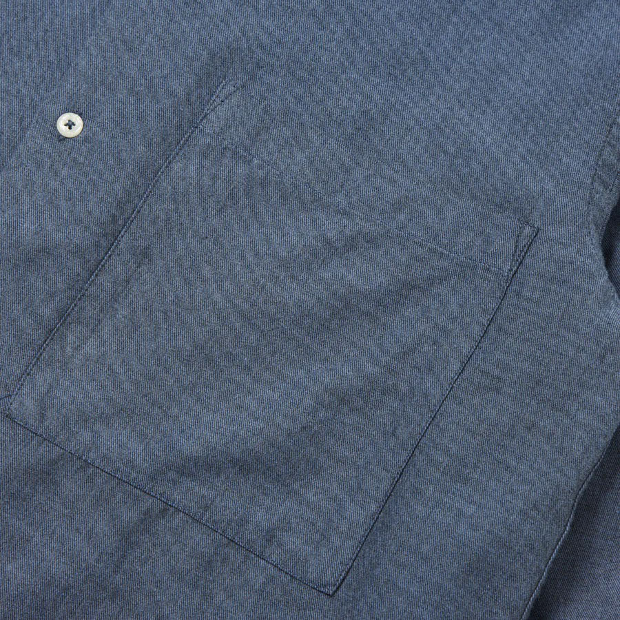 Blue Brushed Marl Twill Square Pocket Shirt