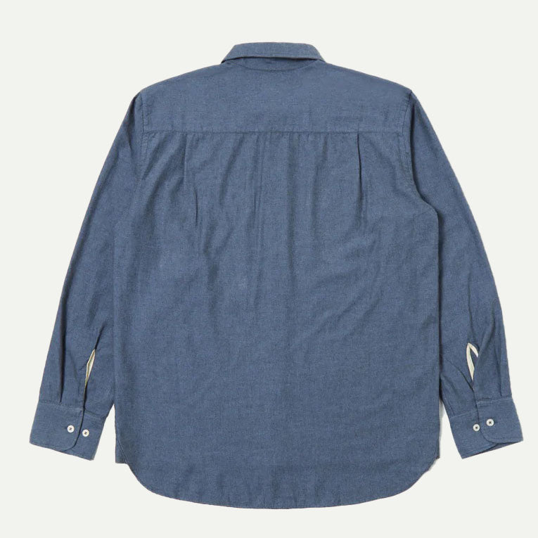 Blue Brushed Marl Twill Square Pocket Shirt