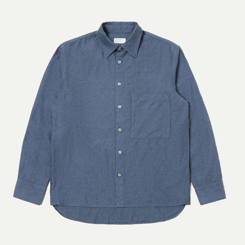 Blue Brushed Marl Twill Square Pocket Shirt