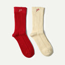 Red/Cream Pointelle 2 Pack Socks