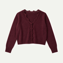 Burgundy Crochet Trim Wool Blend Elodie Cardigan