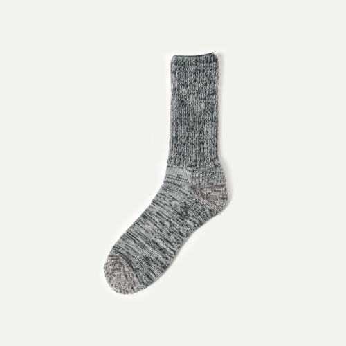 Green Ribbed Crew Sock