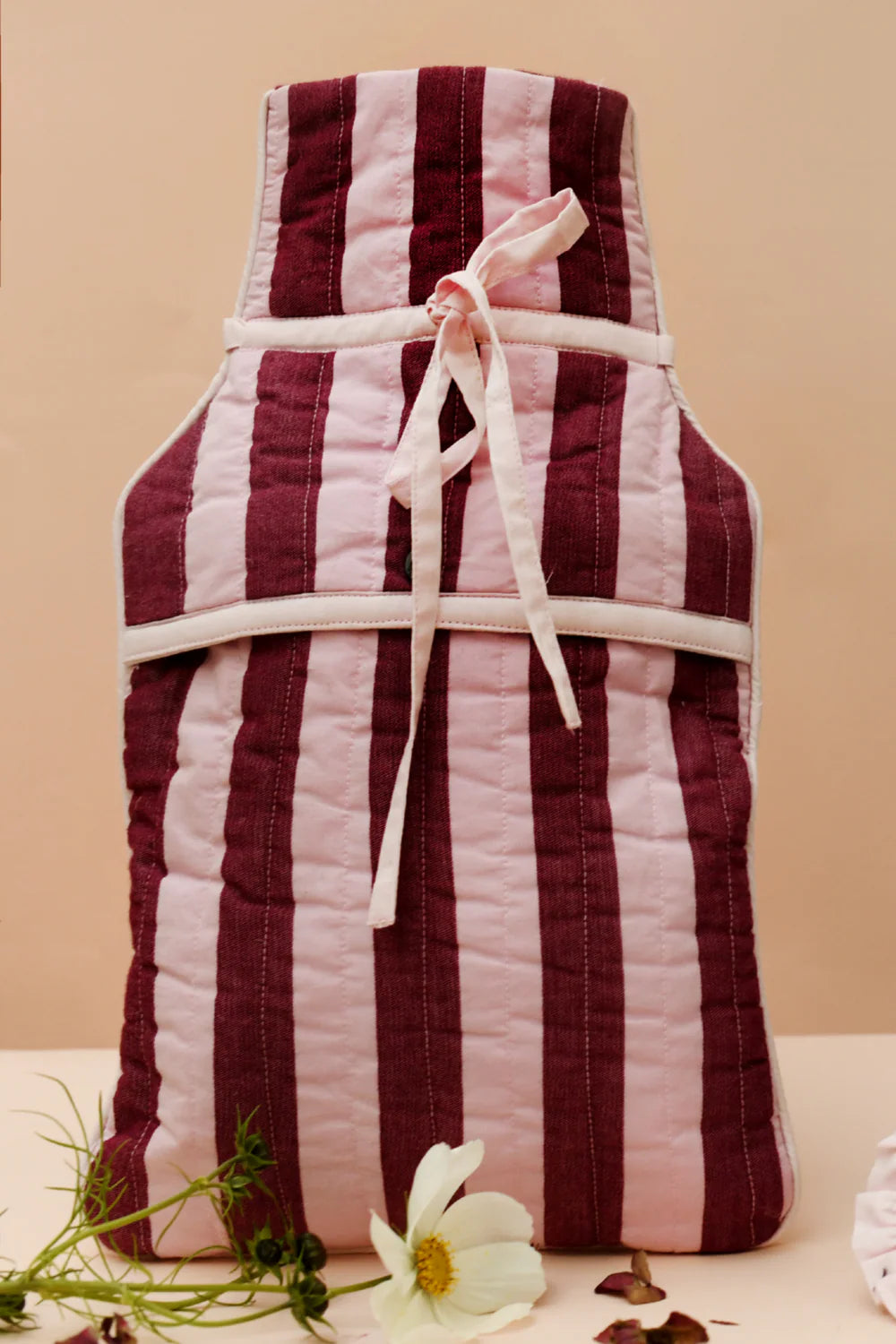 Pink Stripe Hot Water Bottle Cover