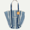 White/Blue Recycled Woven Tote Bag