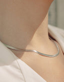 Silver Snake Chain Choker Necklace
