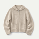 Oatmeal Ribbed Trim Knitted Jacket