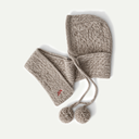 Oatmeal Hooded Pom Pom Scarf