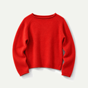 Red Ribbed Trim Boat Neck Jumper