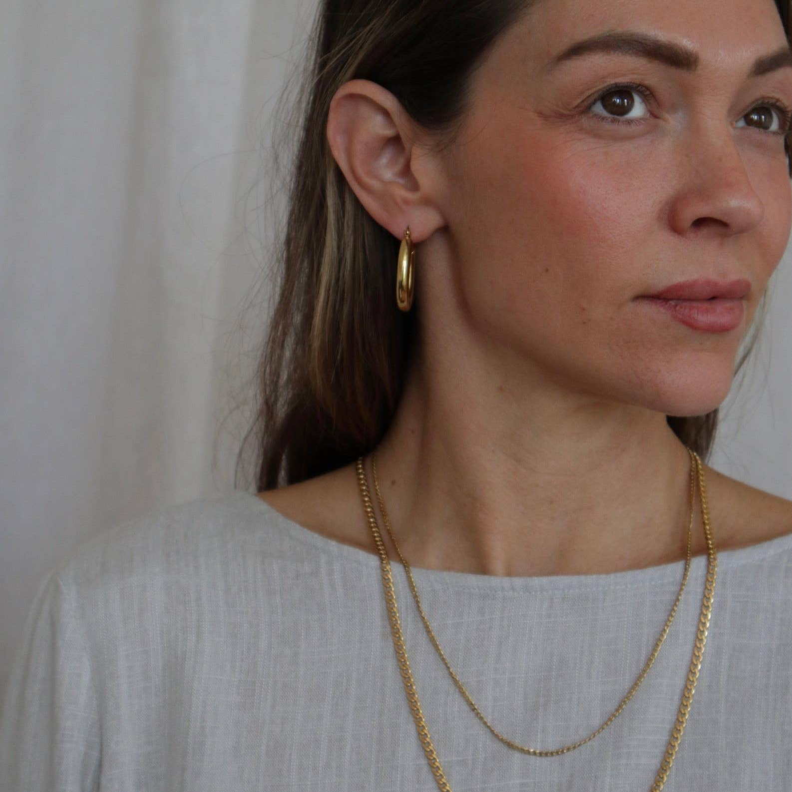 Cliff Waterproof Gold Hoop Earrings