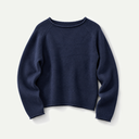 Navy Ribbed Trim Boat Neck Jumper