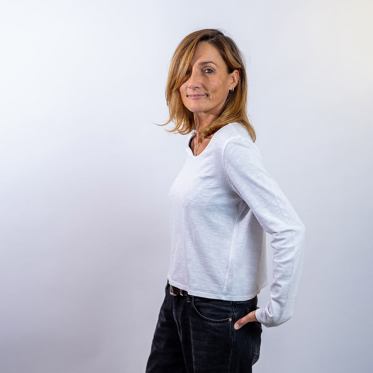 White Lucy Long Sleeve Tee