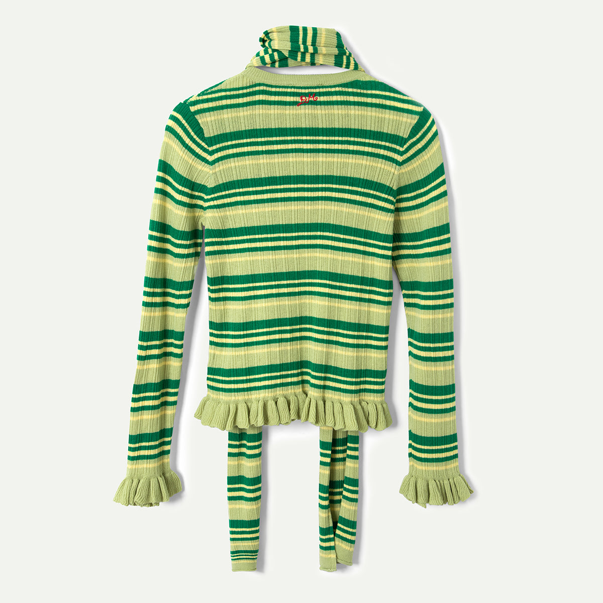 Green Stripe Merino Blend Anelis Cardigan