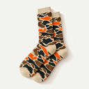 Beige/Orange Pile Camo Crew Socks