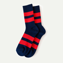Navy/Red Stripe Recycled Cotton Crew Sock