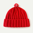 Red Merino Cashmere Chunky Pom Beanie