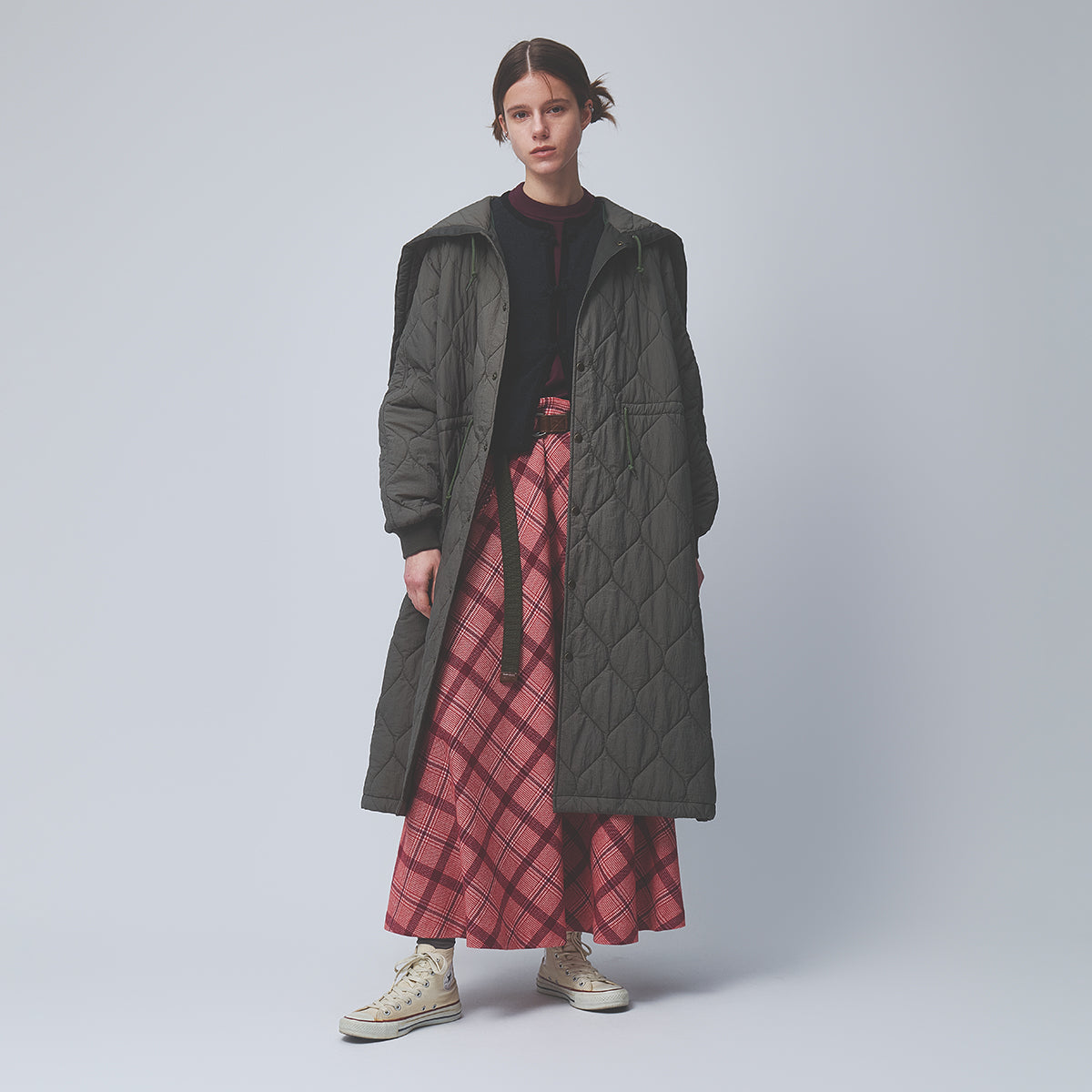 Olive O.Nylon Quilting Hood Coat