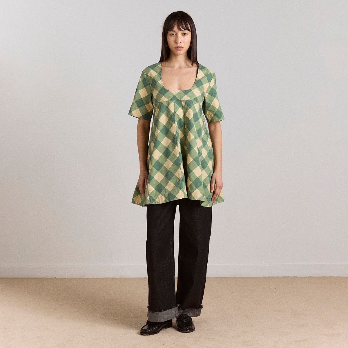 Green/Butter Gingham Bridget Mini Dress