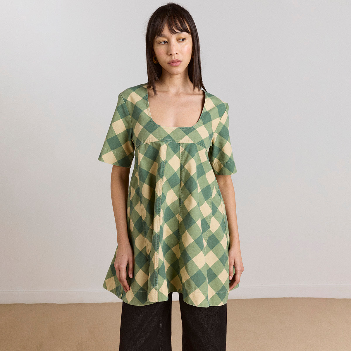 Green/Butter Gingham Bridget Mini Dress