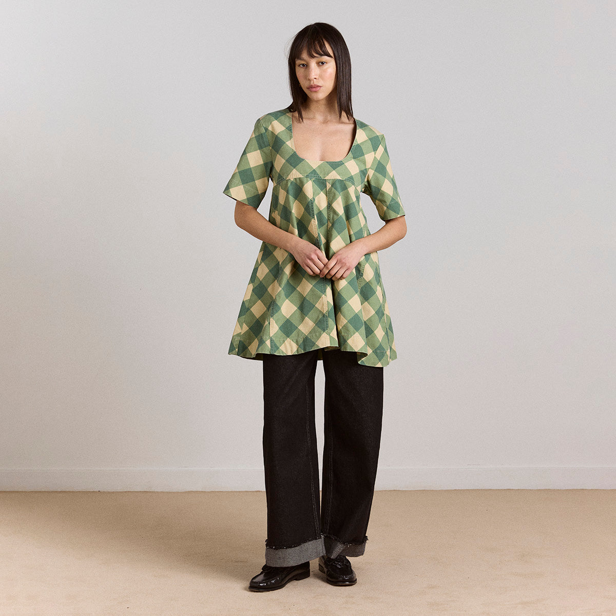 Green/Butter Gingham Bridget Mini Dress