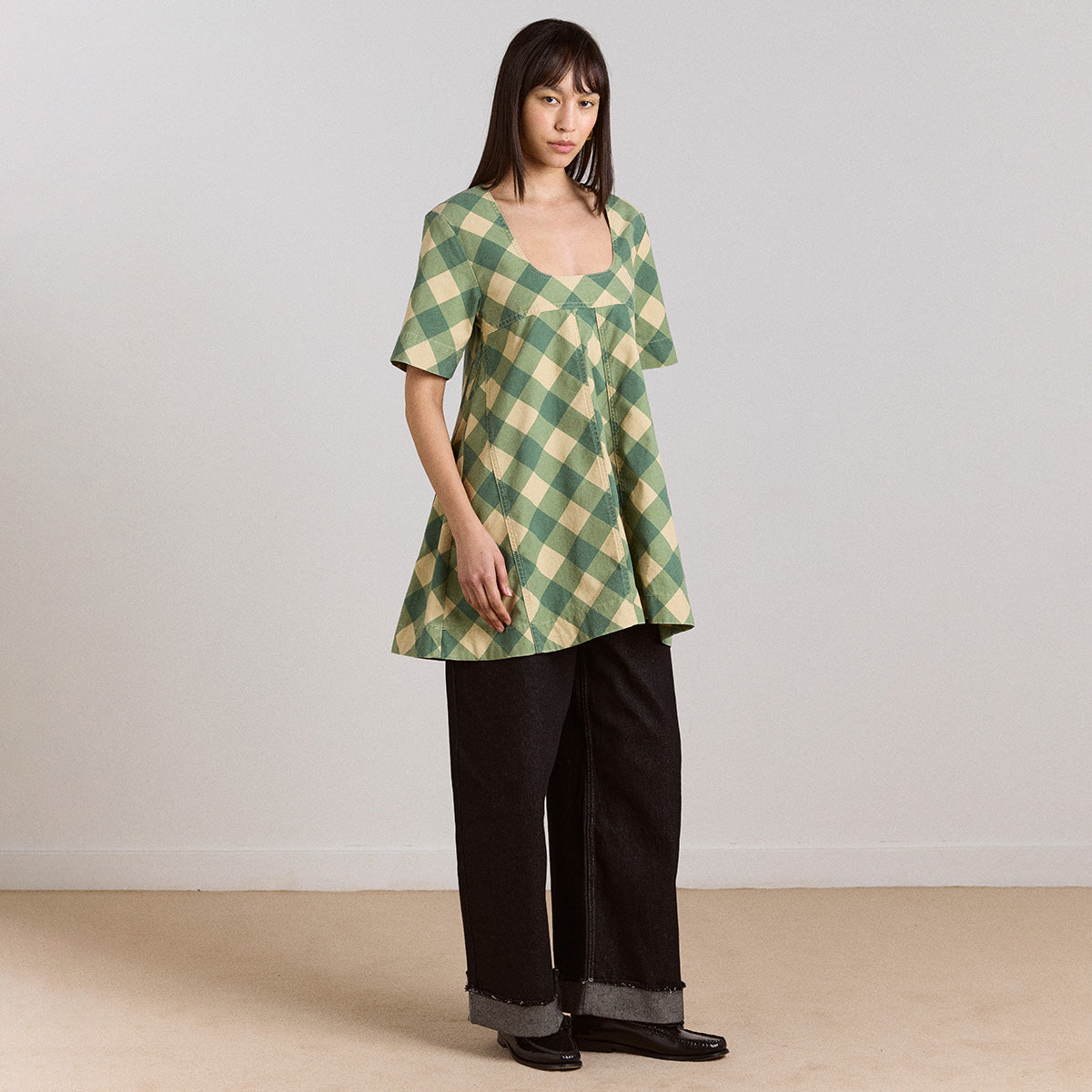 Green/Butter Gingham Bridget Mini Dress