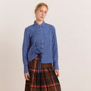 Blue Check Talia Ruched Shirt