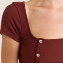 Burgandy Posie Short Sleeve Top