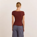 Burgandy Posie Short Sleeve Top