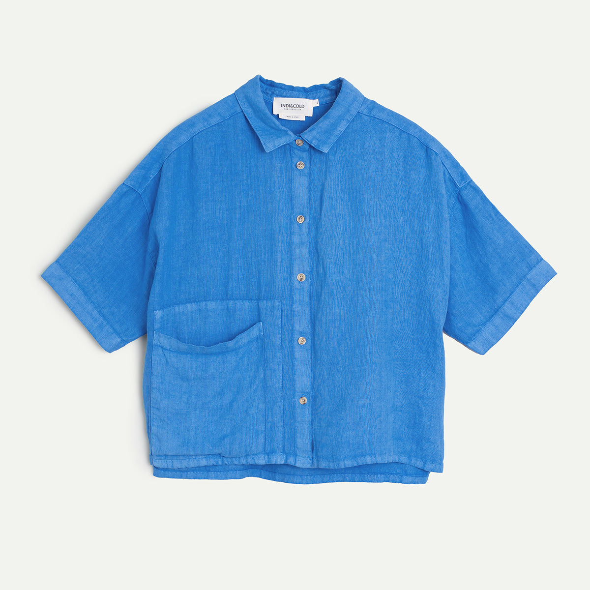 British Blue Crop Linen Shirt