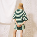Green Stripe Towelling Polo Top