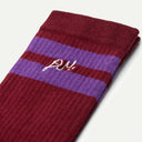 Plum/Purple Stripe Sporty Calf Length Sock