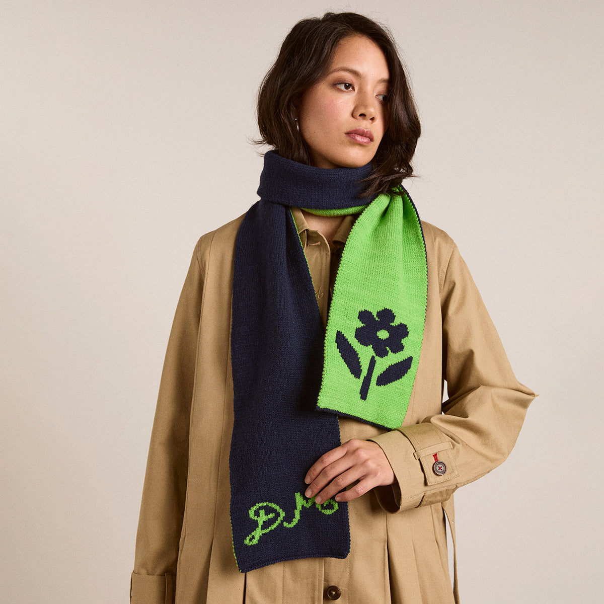Lime/Blue DM Jacquard Scarf